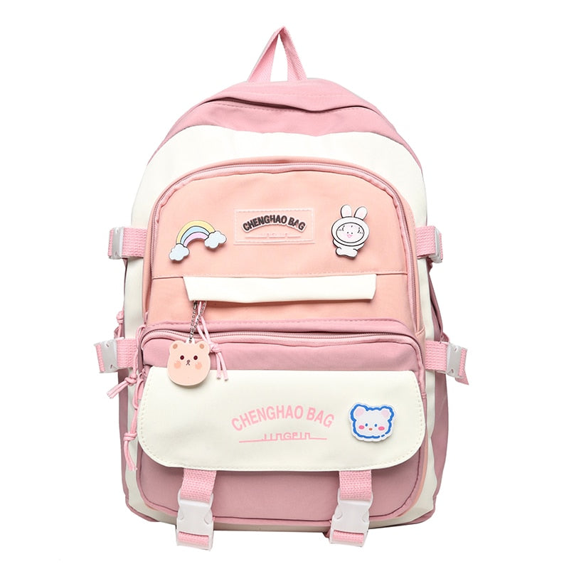 Trendy Female Cute College Backpack Girl Travel Harajuku School Bag New Lady Kawaii Nylon Backpack Fashion Laptop Women Book Bag