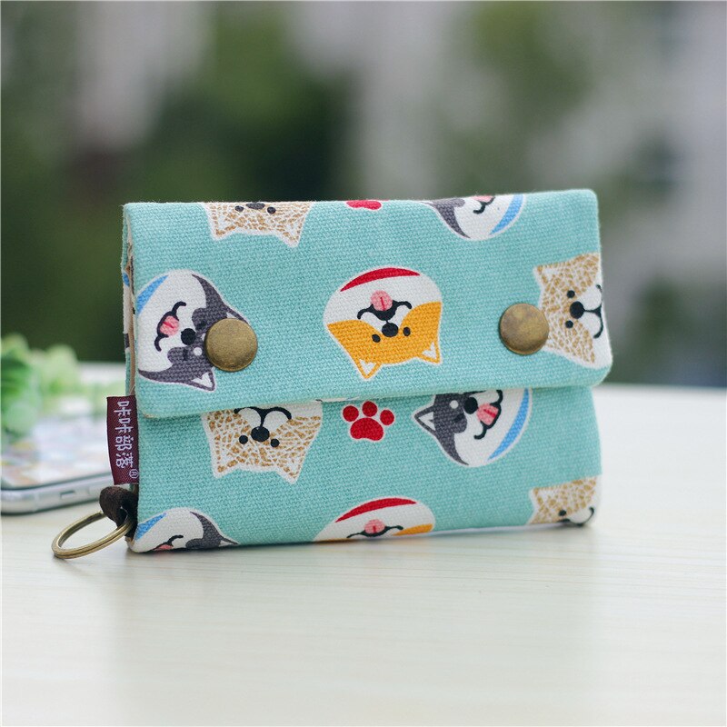 Vintage Casual Women Wallets Denim Canvas Short Buttons Clutch Coin Purse Large Capacity Card Holder Wallet