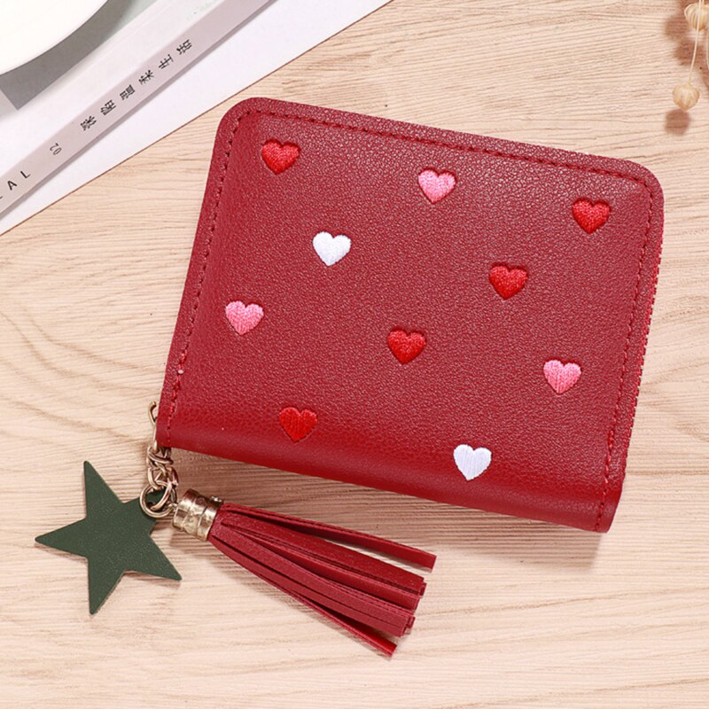 1PC Women Small Wallet Ladies Mini Tassel Wallet Cute Girl Short Zipper Lovely Pu Leather Coin Purse Female Hand Wallet Purse
