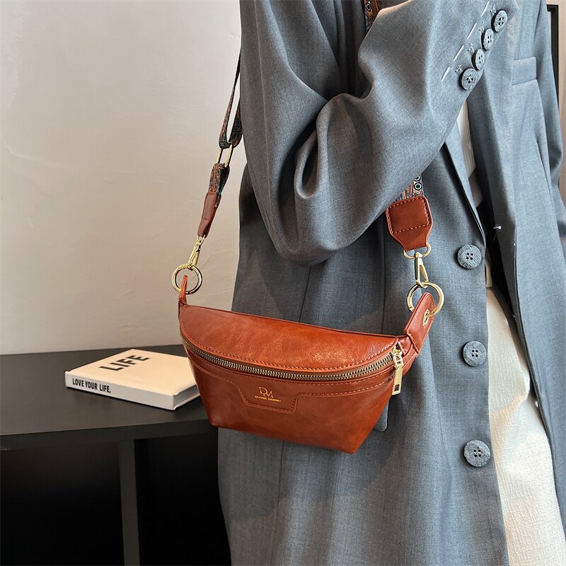 Classic Birds Pattern Woolly Women Bag Outdoor Casual Chest Bags Retro Woolen Women Shoulder Waist Bags Ladys Crossbody Packs