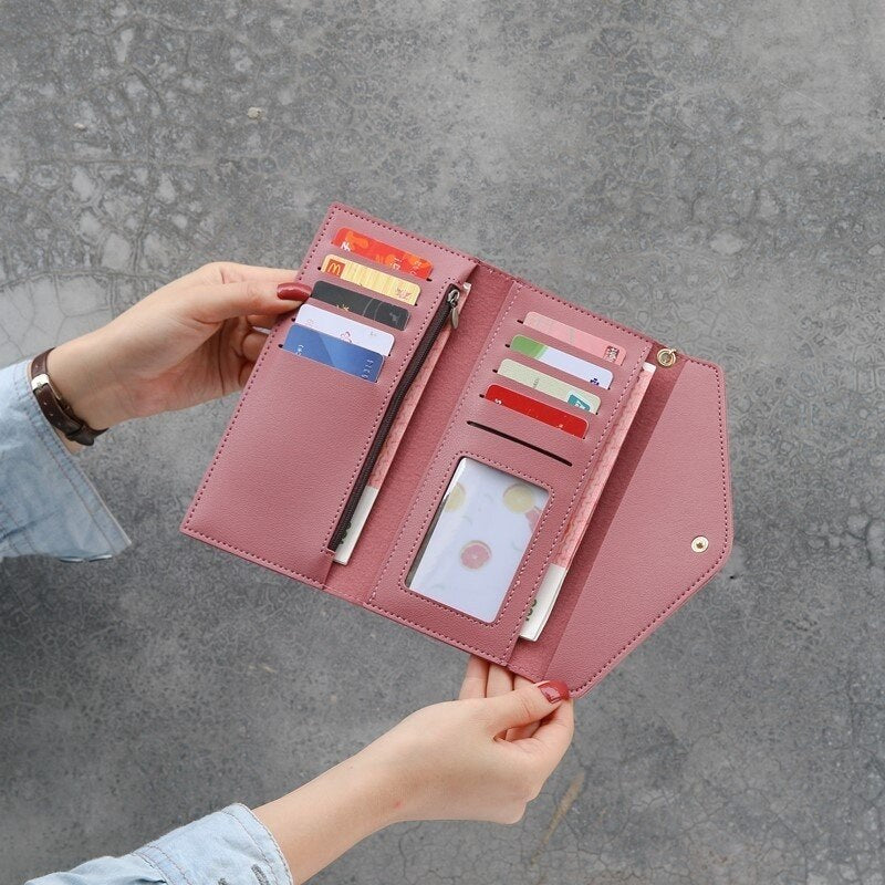 Fashion Women Wallets Simple Zipper Purses Black White Gray Red Long Section Clutch Wallet Soft PU Leather Money Bag