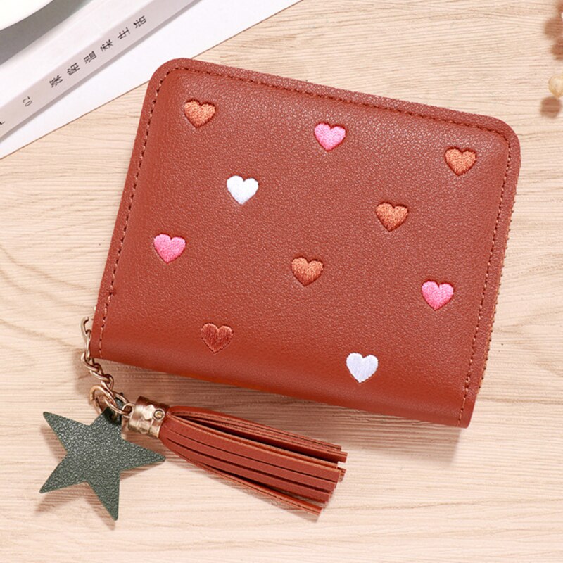 1PC Women Small Wallet Ladies Mini Tassel Wallet Cute Girl Short Zipper Lovely Pu Leather Coin Purse Female Hand Wallet Purse