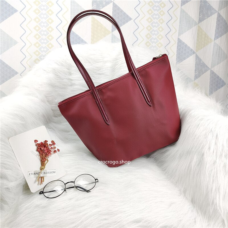 Women's Large Capacity Zipper Shopping Travel Tote Bag Fashion Casual Waterproof PVC Mobile Phone Change Shoulder Bag