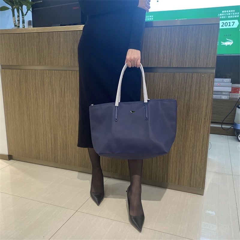 Designer Brand Women's Bags PVC Waterproof Coated Tote Bag Shopping School Casual Travel Laptop Zipper Commuter Handbag