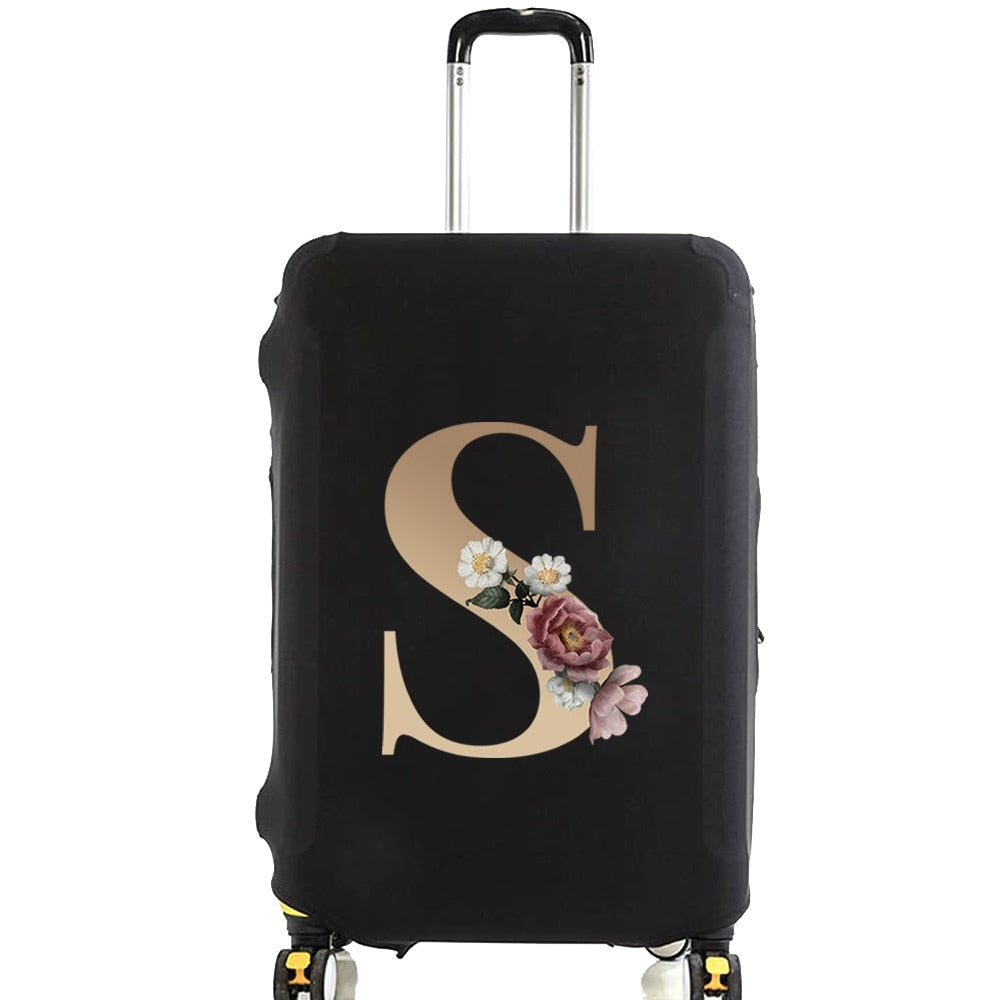 Luggage Protective Cover for 18 To 28 Inch Fashion Gold Letter Name Trolley Suitcase Elastic Dust Bags Case Travel Accessories