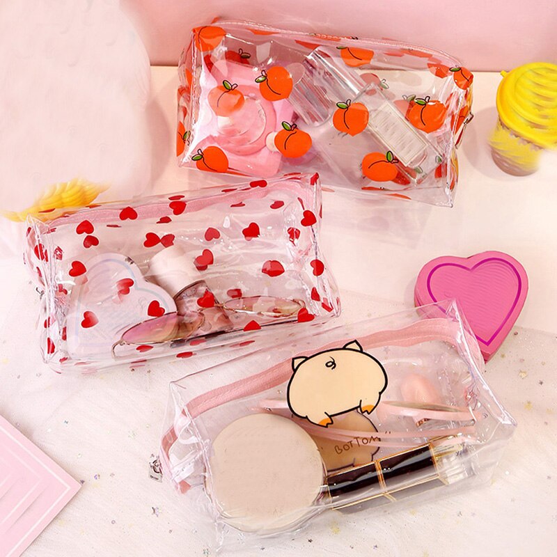 Women Transparent PVC Travel Cosmetic Bag Clear Waterproof Zipper Makeup Bag Beauty Organizer Make Up Case Wash Toiletry Bags