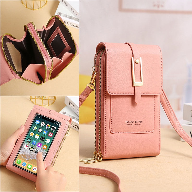 Women Wallet Brand Touchable Mobile Phone Bags Small Card Holders Handbag Purse Clutch Wallets Messenger Shoulder Bag Female