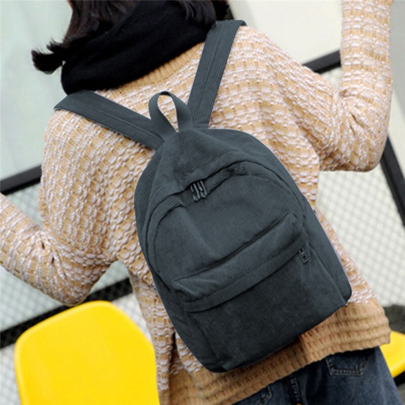 Fashion Woman Mini Simple Corduroy Backpacks Campus Style Knapsack Capacity Double Shoulder Bag School Corduroy Backpack