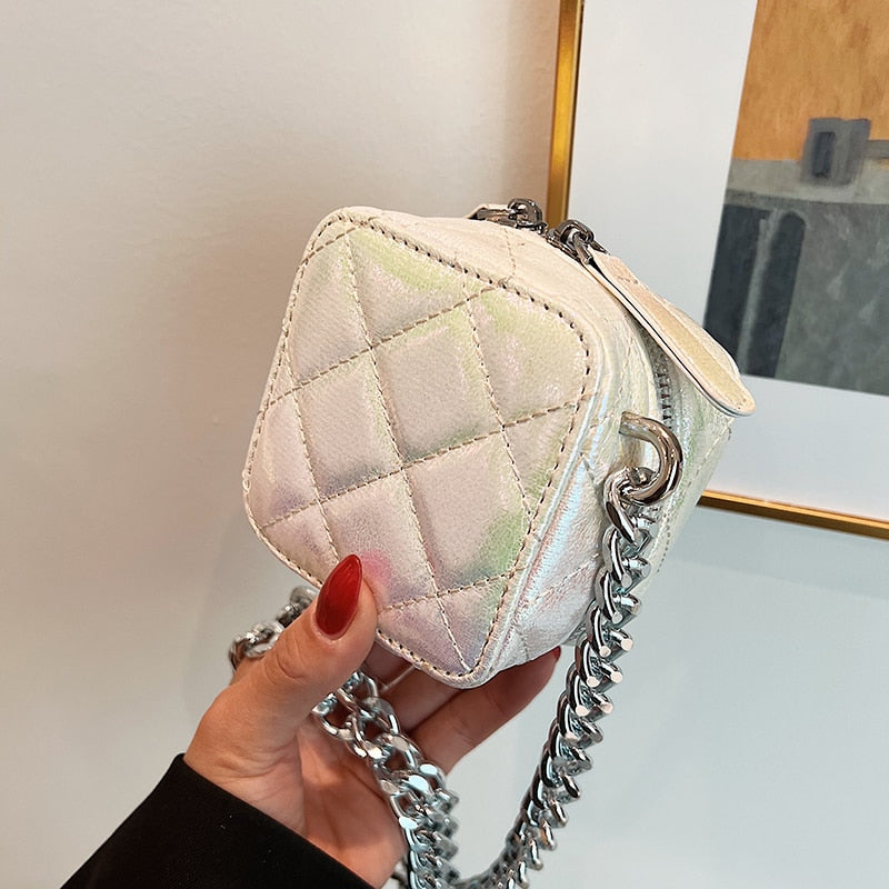 Lattice Mini Cute Bag for Women Luxury Handbags Women Bags Designer Leather Small Shoulder Bag Female Zip Purse