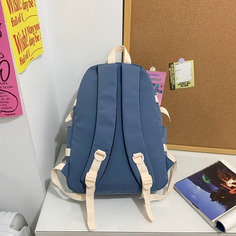 Laptop Backpacks Nylon Backpack Multi-pocket Multifunction Waterproof Large Capacity Solid Color Women Bag School Backpack