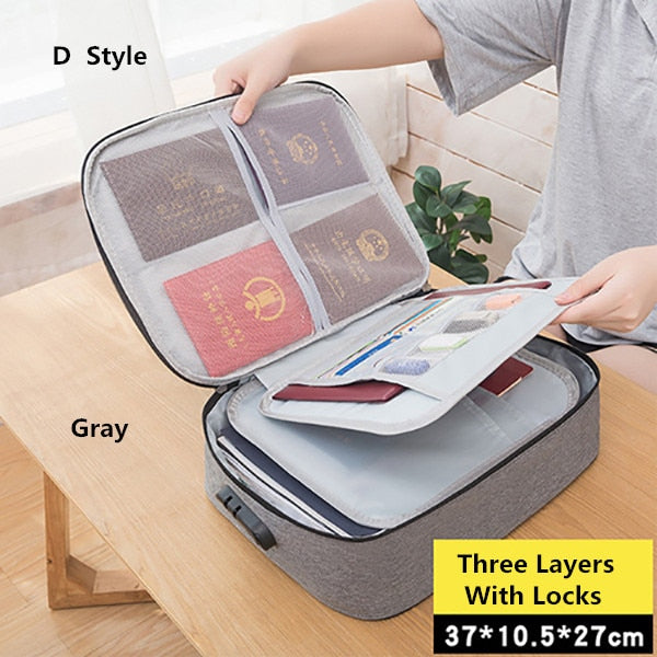 Travel Business Briefcase A4 Document Bag Waterproof Oxford Tote Men Women's Electronic Product Storage Pouch Office Organizer