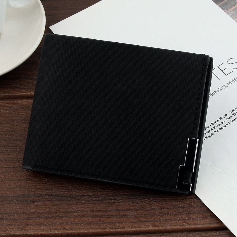 Men's Fashion Canvas Wallet Short Multi-card Coin Purse Casual Soft Business Clutch Wallet Male Youth Horizontal Card Holder PU
