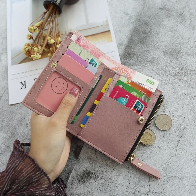 Women's Wallets Print Flower Short Wallet For Woman Zipper Mini Coin Purse Ladies Small Wallet Female Leather Card Holder