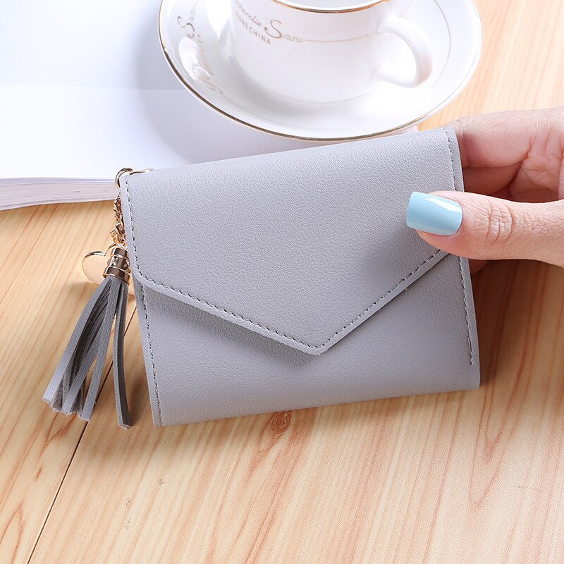 1PC Women Small Wallet Ladies Mini Tassel Wallet Cute Girl Short Zipper Lovely Pu Leather Coin Purse Female Hand Wallet Purse