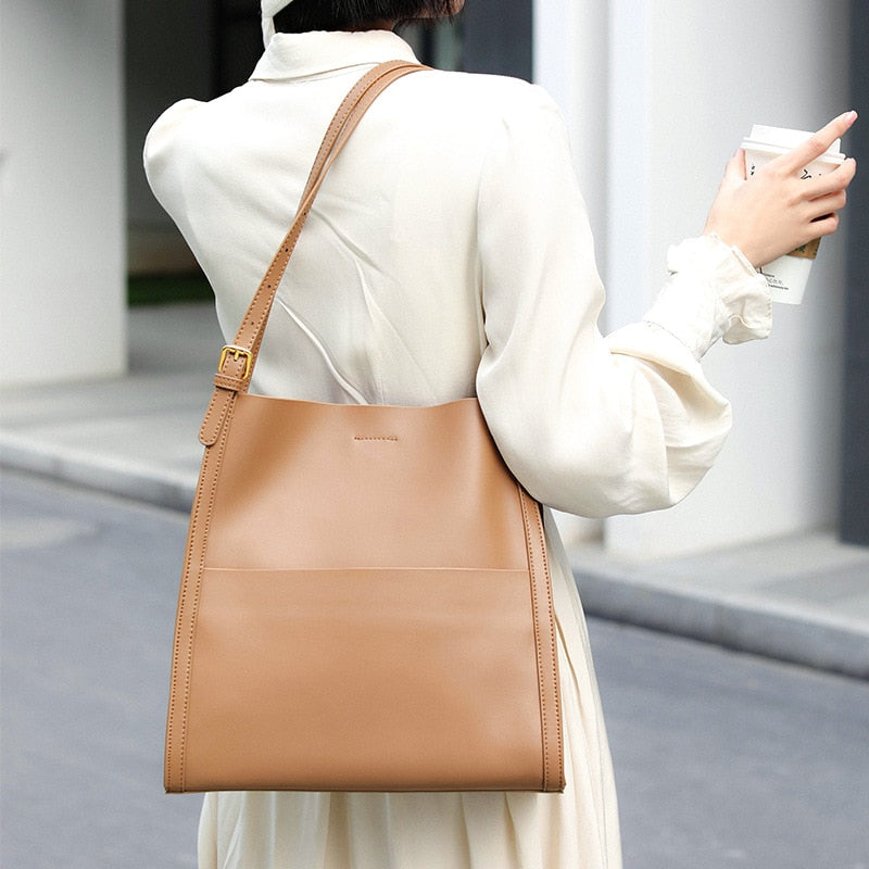 Lady Casual Split Leather Luxury Handbag And Shoulder For Women Bags Brand Designer Magnetic Buckle Teenage Girl Commute Tote