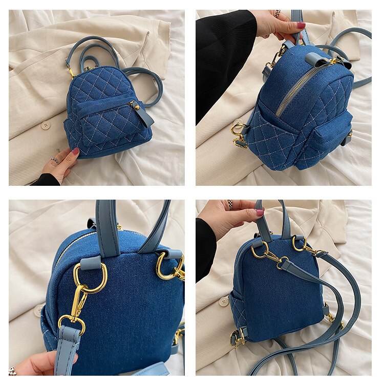 Fashion Mini Backpack Women Shoulder Bag for Teenage Girls Multi-Function Small Bagpack Ladies Travle Denim female Backpacks