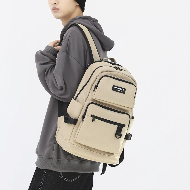 11EnoPella Waterproof Fashion Backpack Cute College Student Simple Kawaii Women Female Men Nylon Girl Bag Black Schoolbags