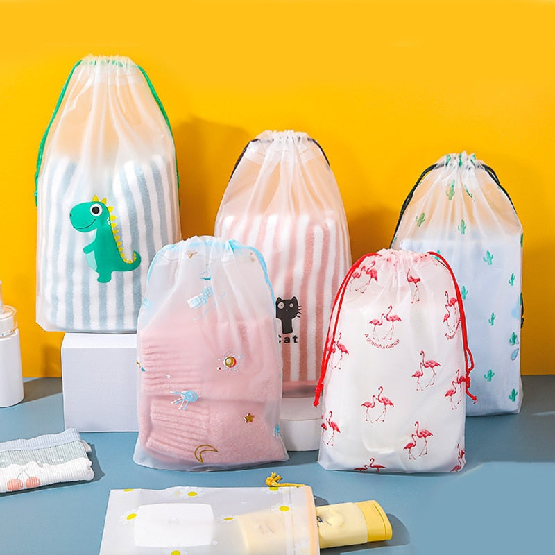 1Pcs Girl Clear Drawstring Cosmetic Bag PVC Transparent Makeup Bag for Women Waterproof String Beauty Case Travel Toiletry Bags