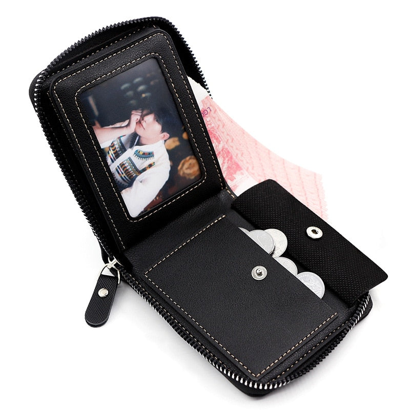 Men's Wallet Made of Leather Wax Oil Skin Purse for Men Coin Purse Short Male Card Holder Wallets Zipper Around Money Coin Purse