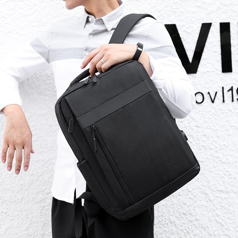 Men'S Business Computer Backpack Travel Simple Solid Color Backpacks Affordable Unisex Nylon Fashion Male Backpack
