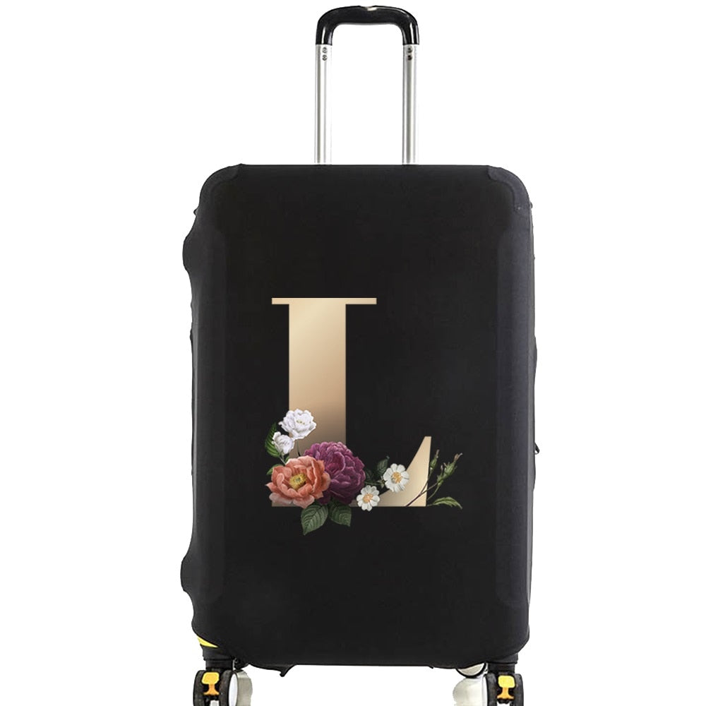 Luggage Protective Cover for 18 To 28 Inch Fashion Gold Letter Name Trolley Suitcase Elastic Dust Bags Case Travel Accessories