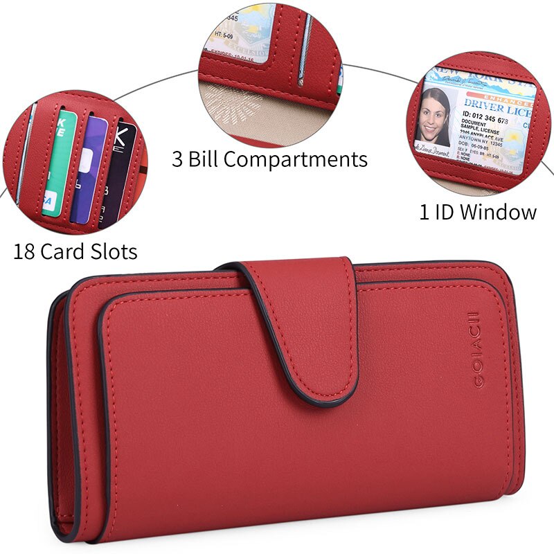 Women's Wallet Fashion Luxury Clutch Bag Long RFID Leather Wallet Four Fold Credit Card Holder Purse Brand Wallets For Women