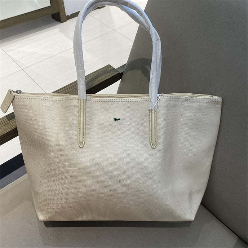 Designer Brand Women's Bags PVC Waterproof Coated Tote Bag Shopping School Casual Travel Laptop Zipper Commuter Handbag