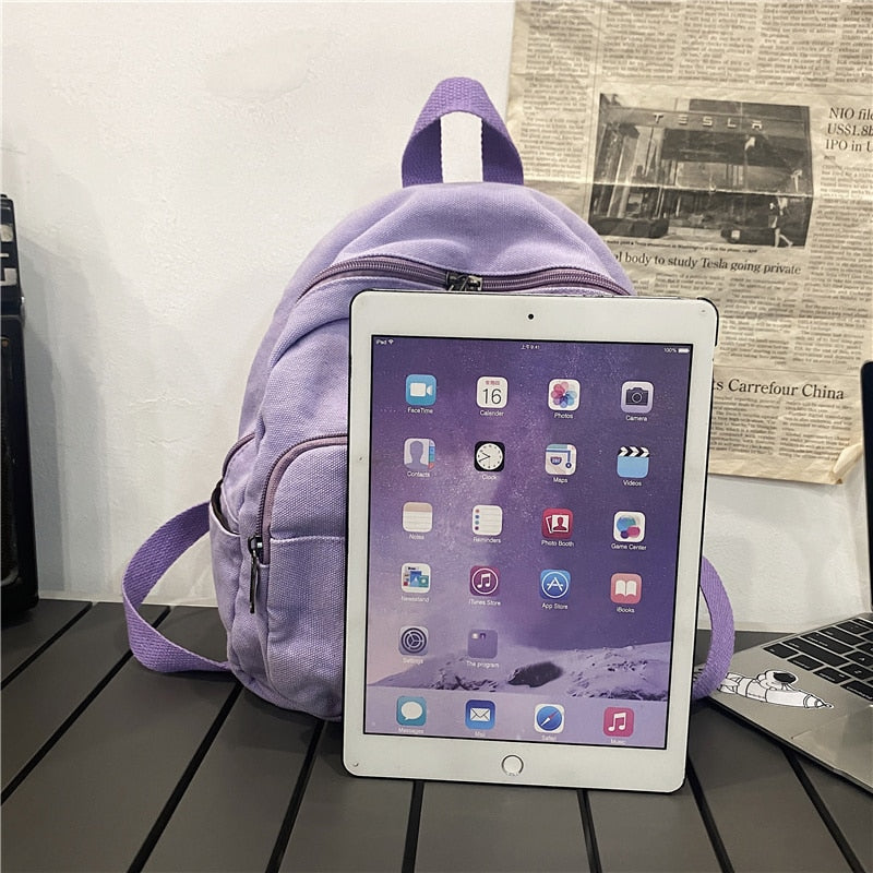 маленький рюкзак Canvas Women Small Backpack Vintage Feminina School Mini Backpack Women Bagpack Female Solid Girl mochilas