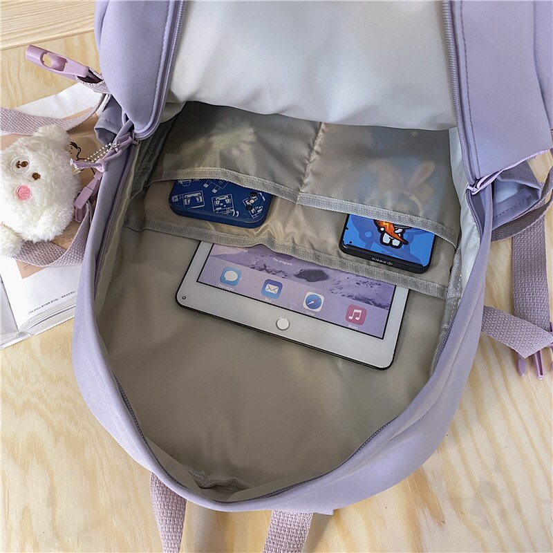 Fashion Girl Badge Waterproof Travel Mesh College Backpack Ladies Trendy Women School Bag Kawaii Female Laptop Backpack Cool Bag
