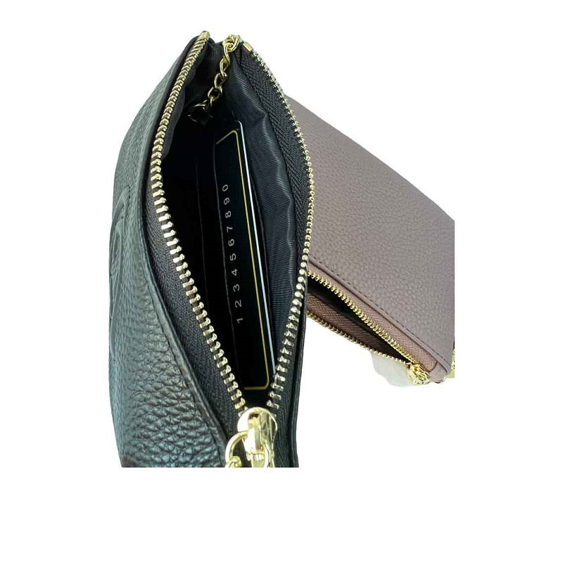 New Men's and Women's Wallet Cowhide Card Holder Mini Bag Cash Card Coin Wallet Business Saffiano Gu Pink Black