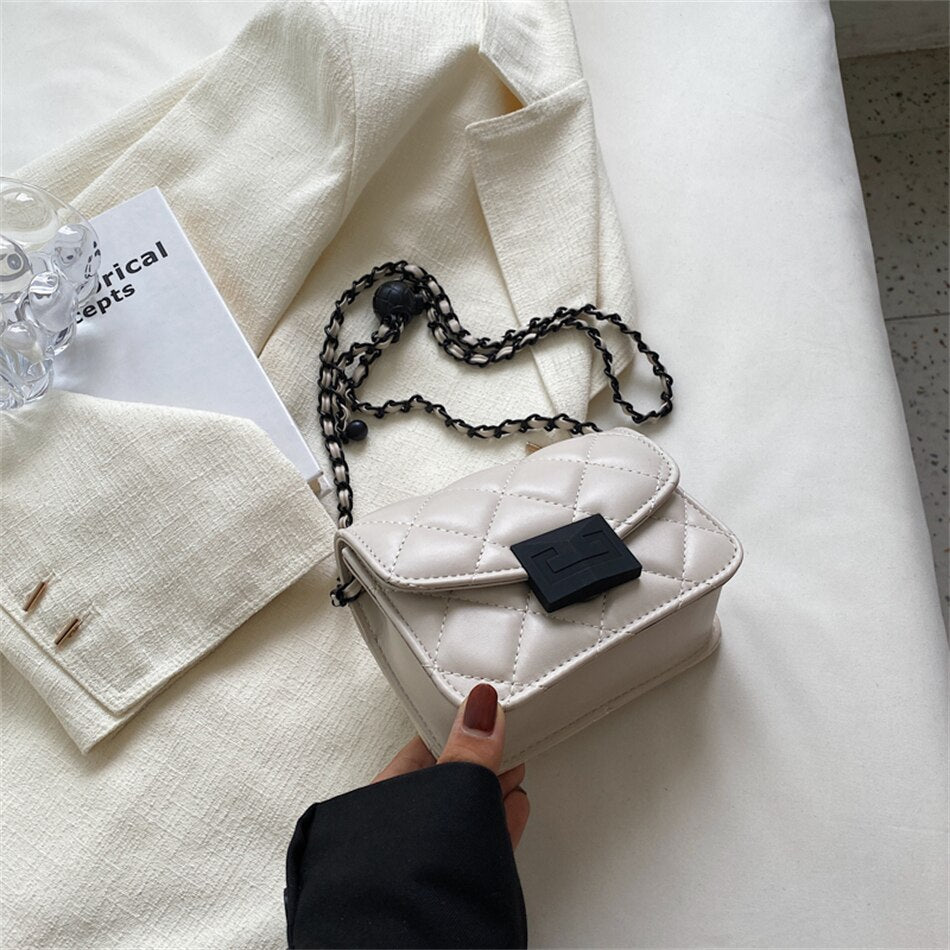 2 Size Women Small PU Leather Flap Bag Designer Luxury Shoulder Crossbody Bags Fashion Lozenge Quilted Lady Purses and Handbags