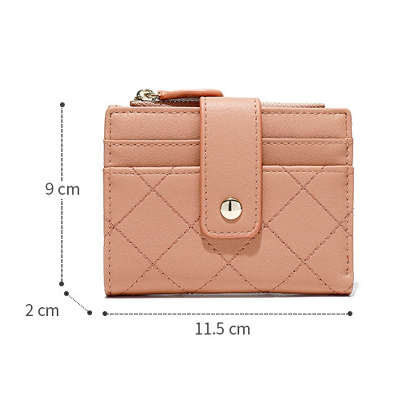 Geestock Women's Zipper Wallet for PU Leather Fashion Lattice Card Holder Girl Student Coin Purses Handbags New Creative Purse