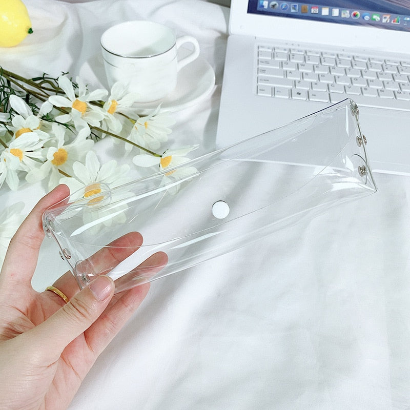 1 Pc Transparent Women Cosmetic Bag PVC Waterproof Hasp Make Up Bag Travel Washing Makeup Organizer Beauty Case Pencil Bag