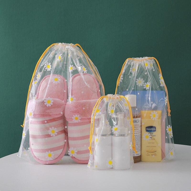 1Pcs Girl Clear Drawstring Cosmetic Bag PVC Transparent Makeup Bag for Women Waterproof String Beauty Case Travel Toiletry Bags