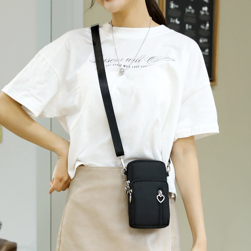 Women Fashion Summer Shoulder Bag Oxford Waterproof Handbag Wrist Pouch Wallet Girl's Sports Mobile Phone Bag Crossbody Bags