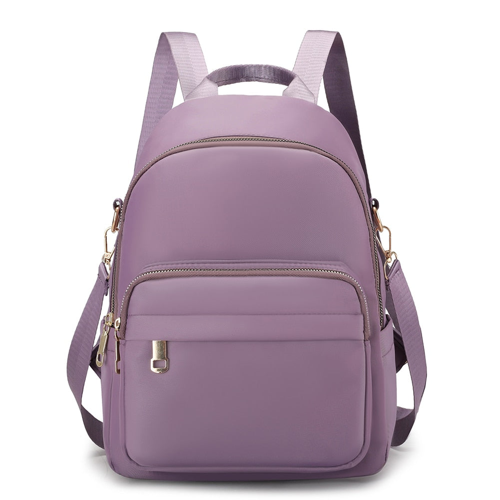 Casual Nylon Women Backpack Fashion Solid Color Anti-theft Women Bagpack Stusents School Bags Female Large Capacity Backpack