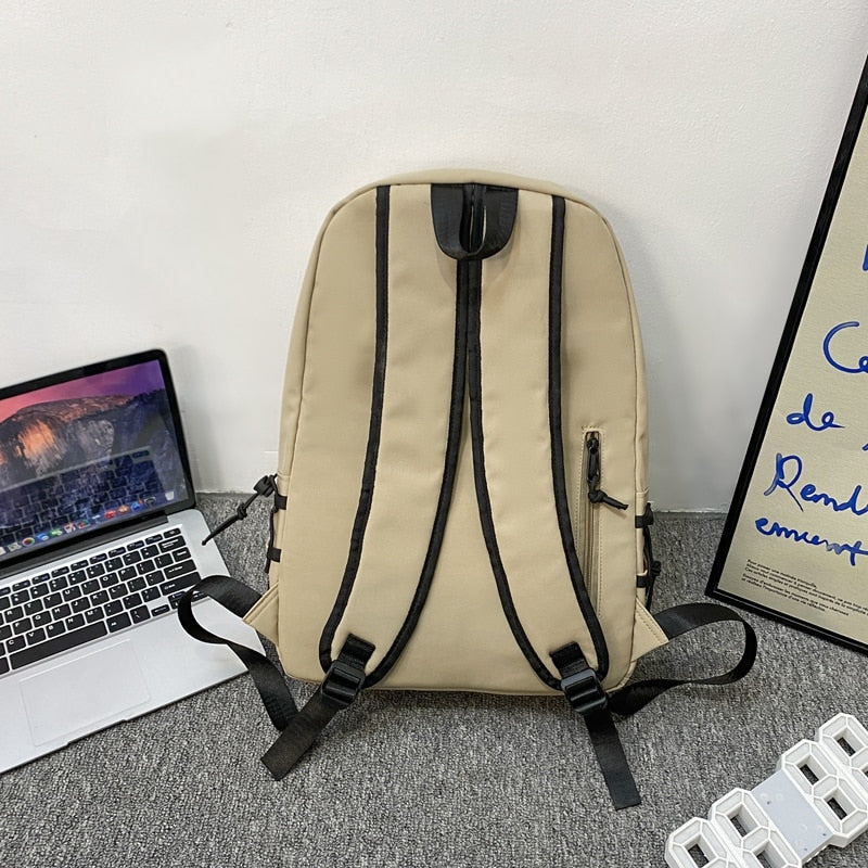 Unisex Solid Color Nylon Backpacks Fashion Women Backpack Men Big Schoolbag Cool Bookbag Teen Student Portable Laptop Bagpack