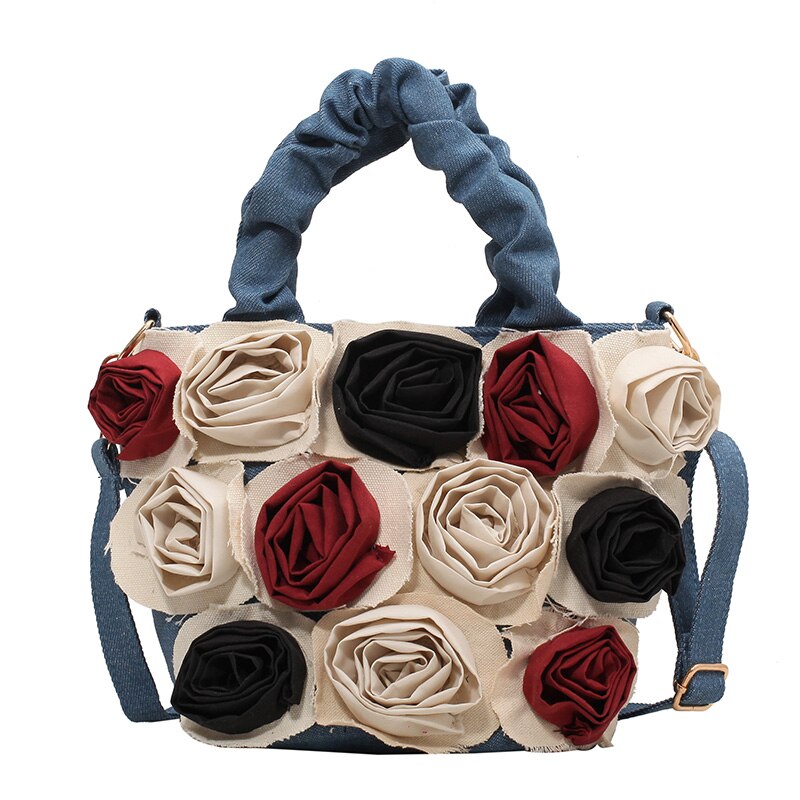 Large Capacity Canvas Shoulder Bags For Women Solid Fashion Fold Female Handbag Jean Big Shopping Eco Bag Denim Crossbody Bags