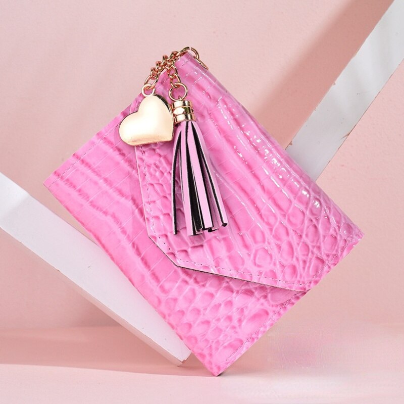 1PC Women Small Wallet Ladies Mini Tassel Wallet Cute Girl Short Zipper Lovely Pu Leather Coin Purse Female Hand Wallet Purse