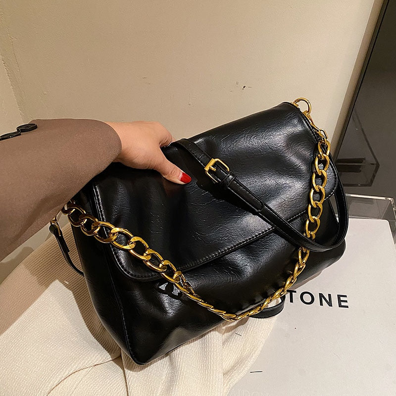 New Vintage High Quality Women Crossbody Bags Chain Design Underarm Single Shoulder Purse Woman Handbag Square Totes Sling Bags
