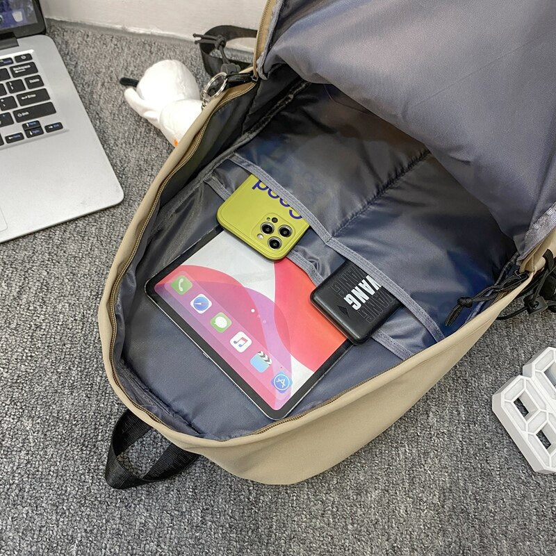 Unisex Solid Color Nylon Backpacks Fashion Women Backpack Men Big Schoolbag Cool Bookbag Teen Student Portable Laptop Bagpack