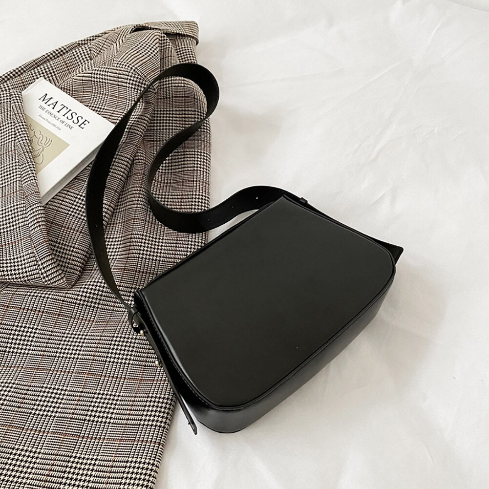 Fashion PU Women Underarm Bags Solid Color Ladies Shoulder Handbags Lady Clutch Quality PU Leather Luxury Simple Shoulder Bag