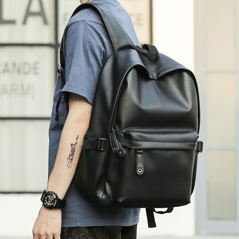 Stylish Women's BackpacksHhigh-End Leather Waterproof And Breathable Shoulder Bag For Teenagers Csual Travel Black Backpack