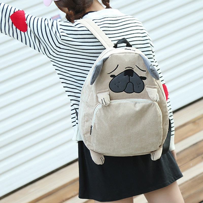 School Backpacks Anime For Teenagers Girls Cute Designer Corduroy Animal Fox Dog Shape Schoolbag Student Backpack