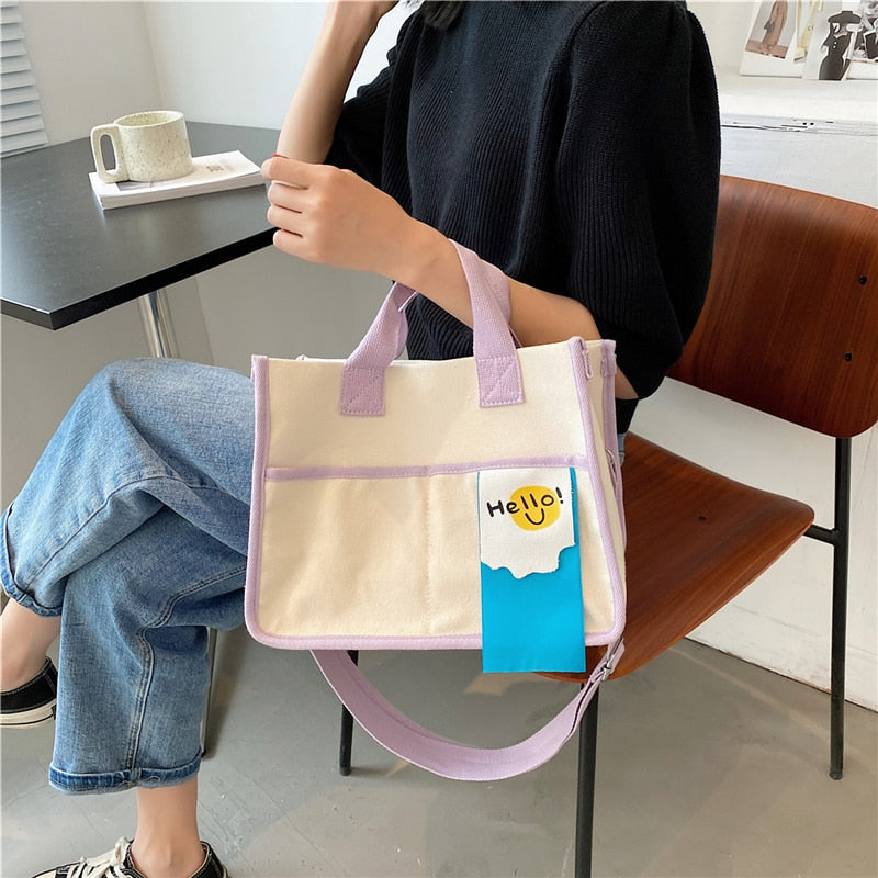 Women Bags Casual Handbag New Fashion Tote Bags for Women Large Capacity Shoulder Bag Canvas Panelled Messenger Bags Casual Tote