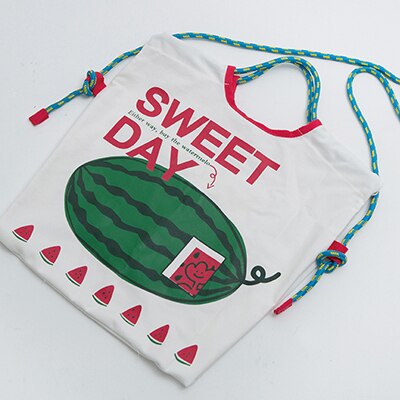 Bebobsons New Canvas Reusable Shoulder Bag Women Fruit Print Luxury Handbag Large Capacity Shopping Bag