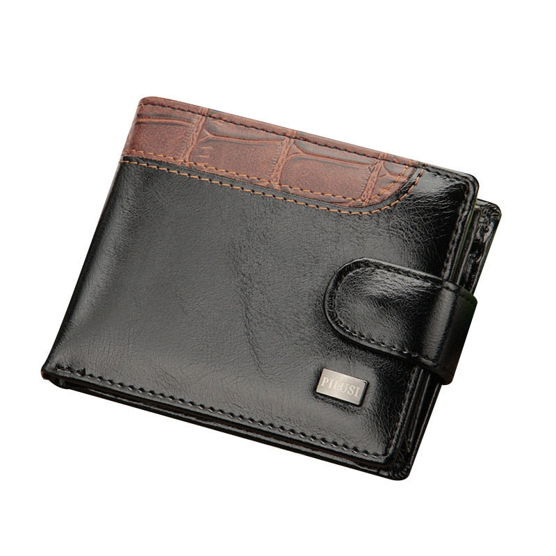 New Men Wallets Patchwork Leather Short Male Purse With Coin Pocket Card Holder Brand Trifold Wallet Men Clutch Money Bag