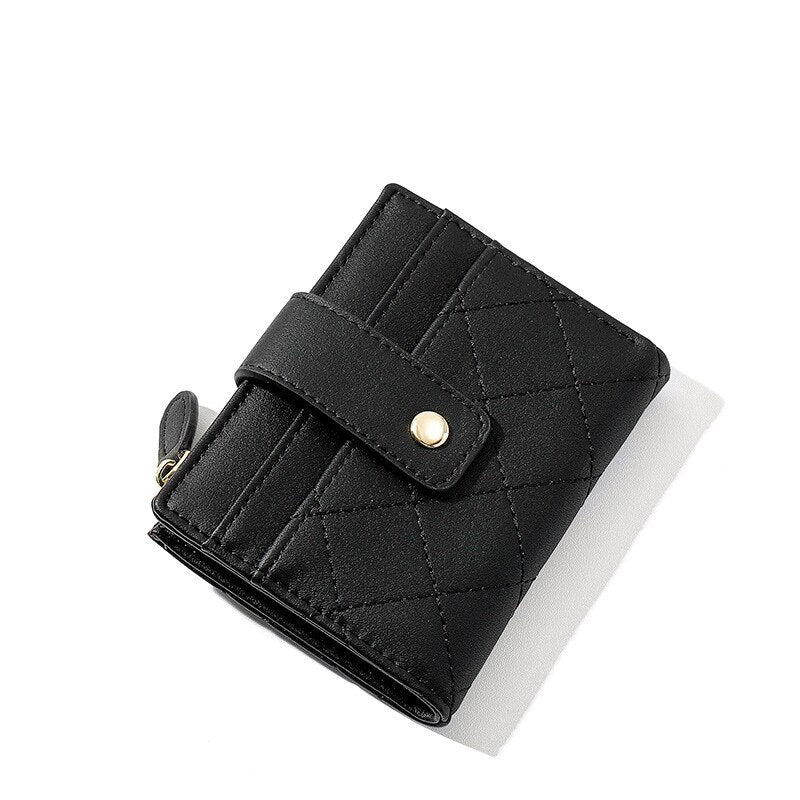 Geestock Women's Zipper Wallet for PU Leather Fashion Lattice Card Holder Girl Student Coin Purses Handbags New Creative Purse