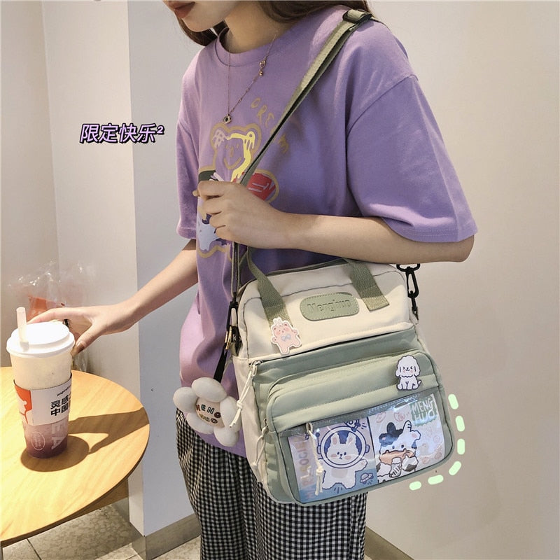 Korean Style Cute Backpacks Women Waterproof Nylon Small Shoulder Bags for Teenage Girls Schoolbags Flower Travel Backpack