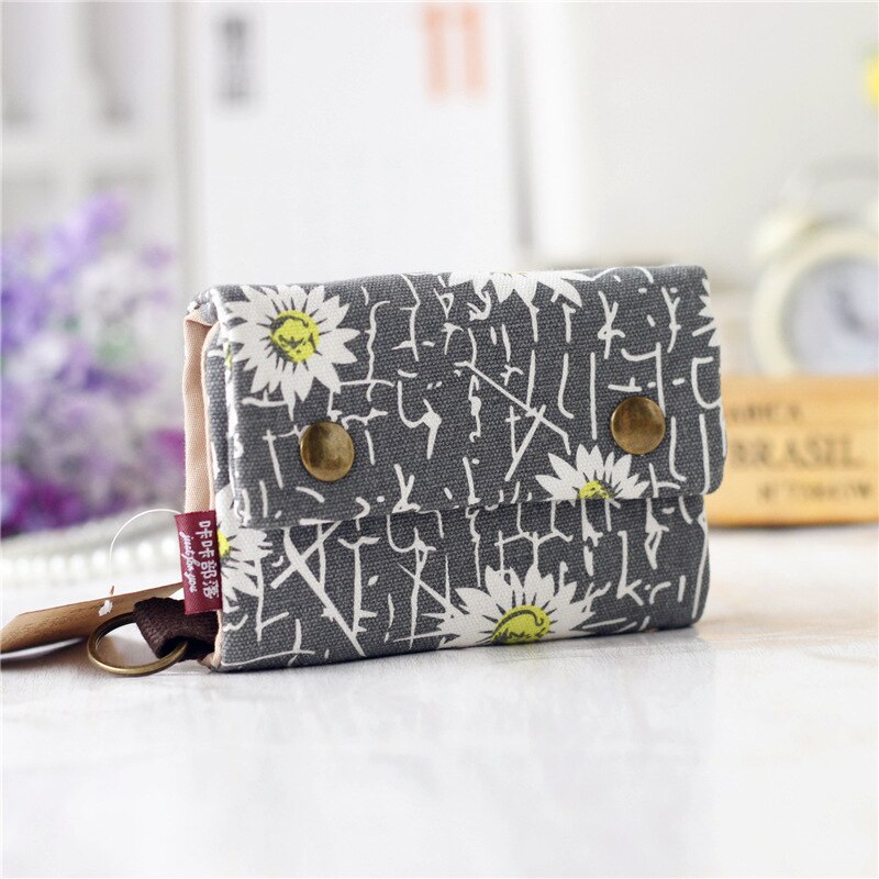 Vintage Casual Women Wallets Denim Canvas Short Buttons Clutch Coin Purse Large Capacity Card Holder Wallet